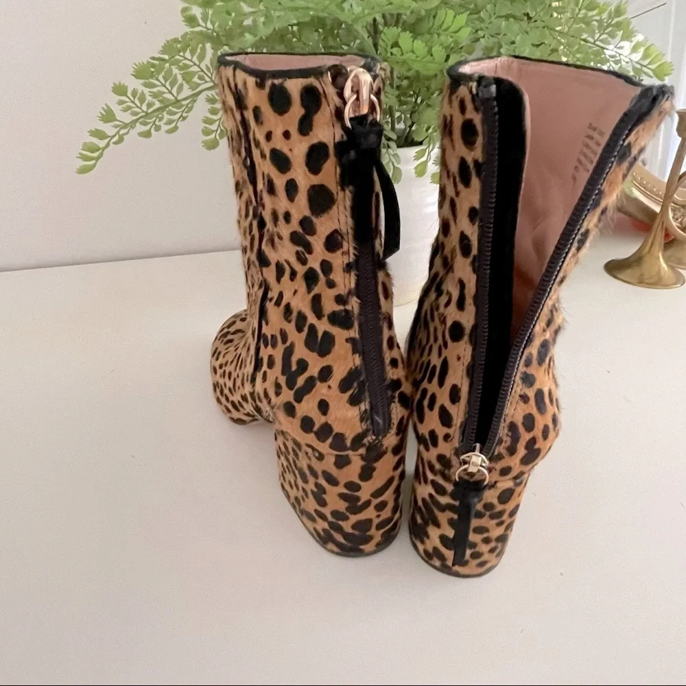 J. Crew Saide Ankle Boots Leopard Calf Hair Size 8.5